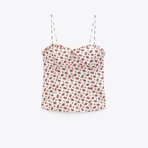 Zara linen blend floral top NWT size M